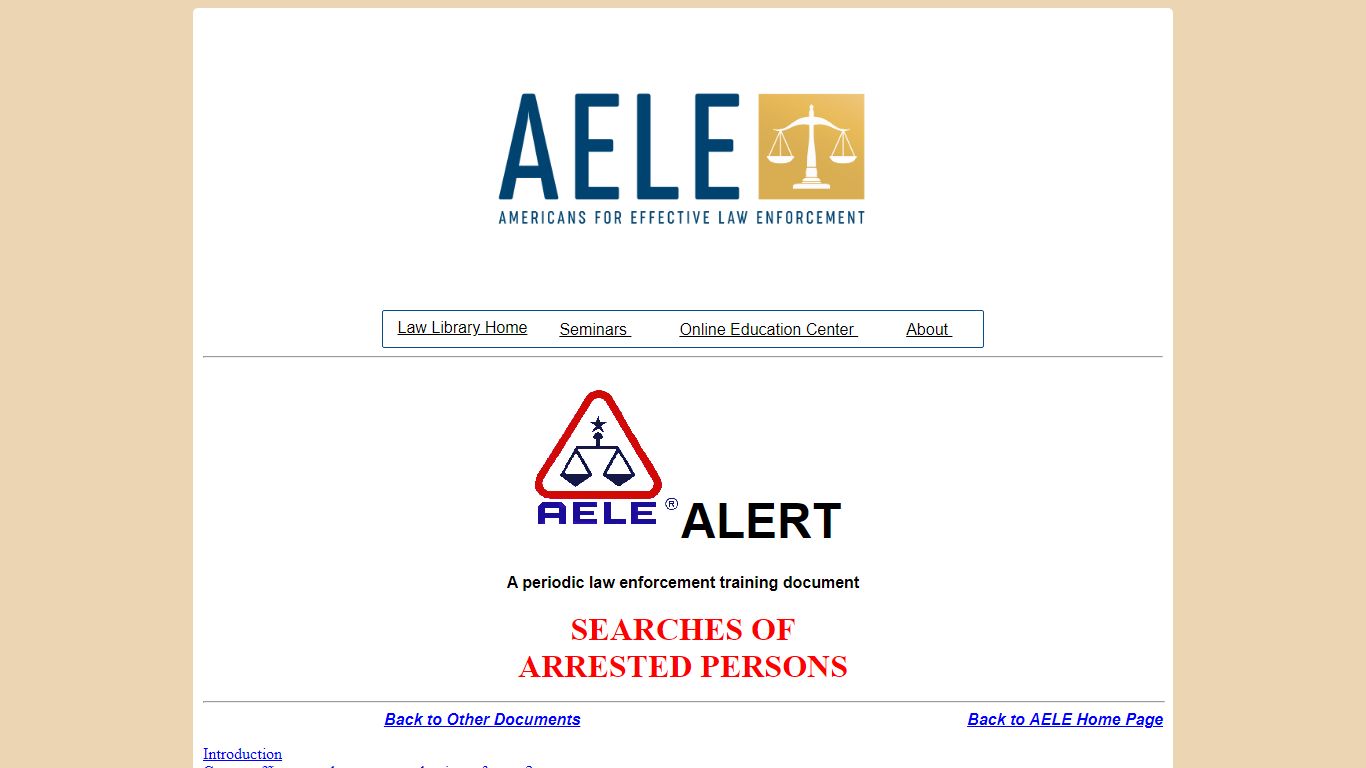 Alert: Searches of Arrested Persons
